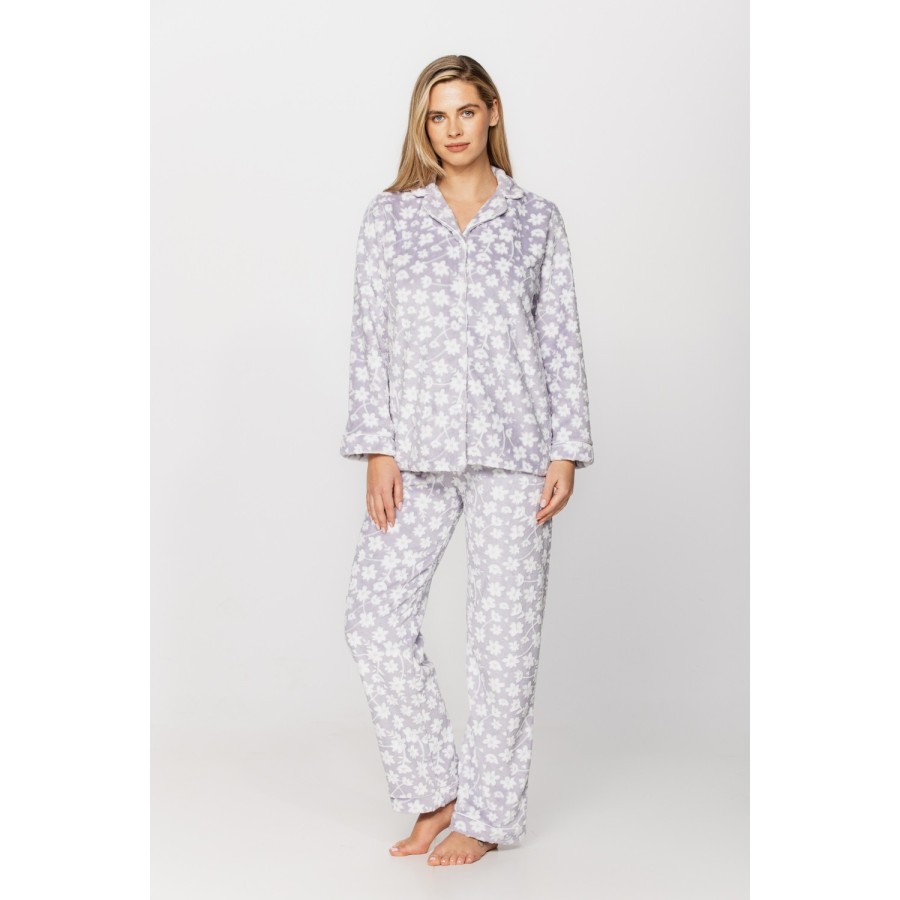 Pijama set mujer violeta amplio vista frontal